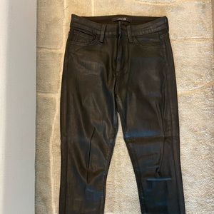 Joe’s black leather skinny jeans